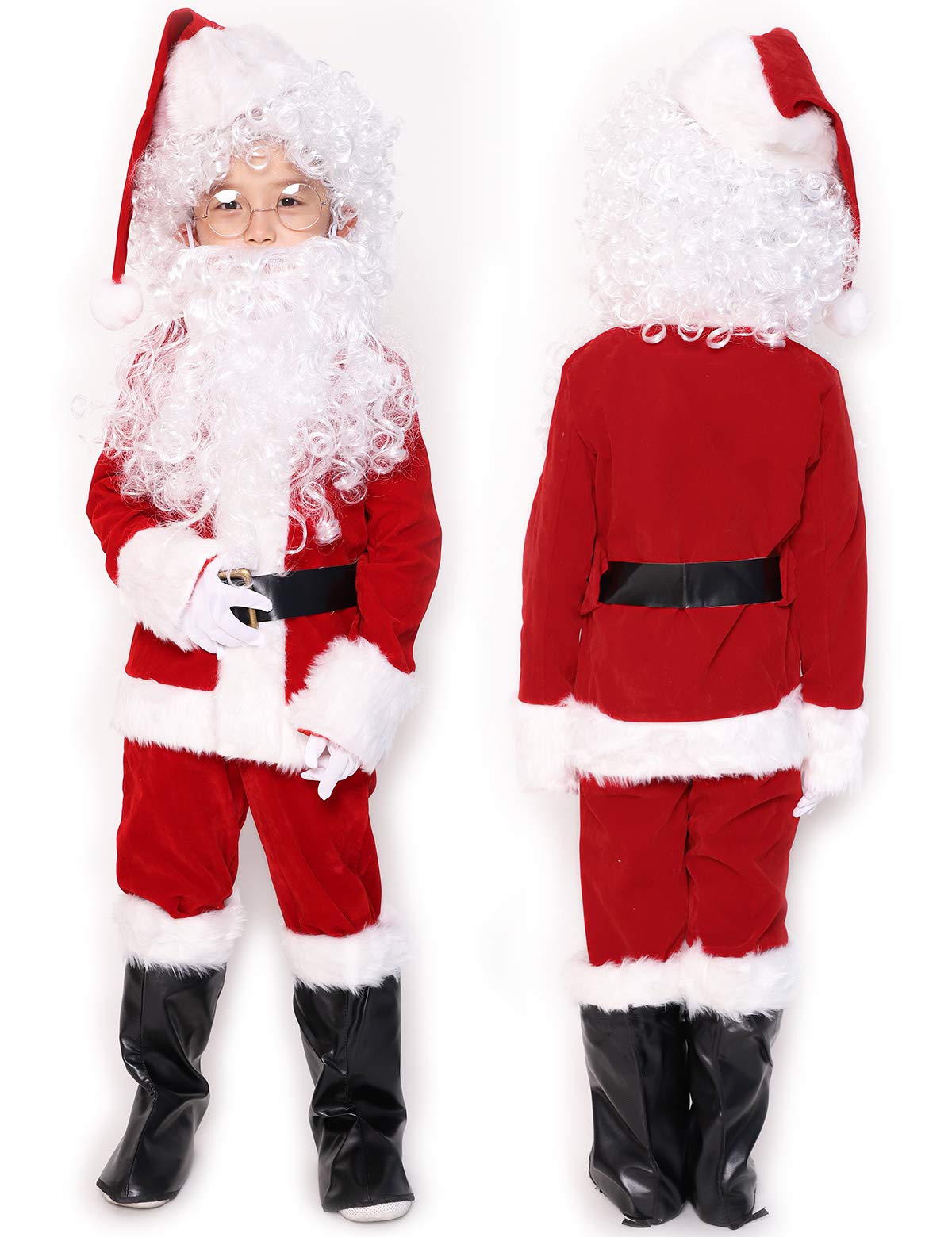 Adomi Children'S Deluxe Santa Suit 10Pc. Christmas Child Santa Claus Kids Halloween Costume Cosplay M