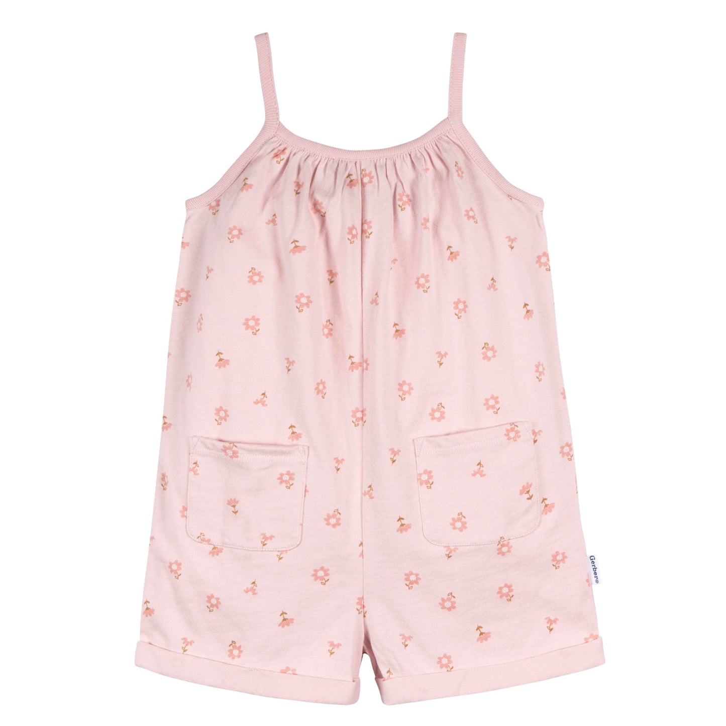 Gerber Baby Girls Toddler 2-Pack Sleeveless Romper Jumpsuit, Rust Floral, 5T