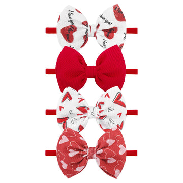 Yanjie Baby Valentines Day Bows Red Love Heart Headbands For Baby Girls Nylon Pink White Hair Bow Toddler Valentines Hair Access