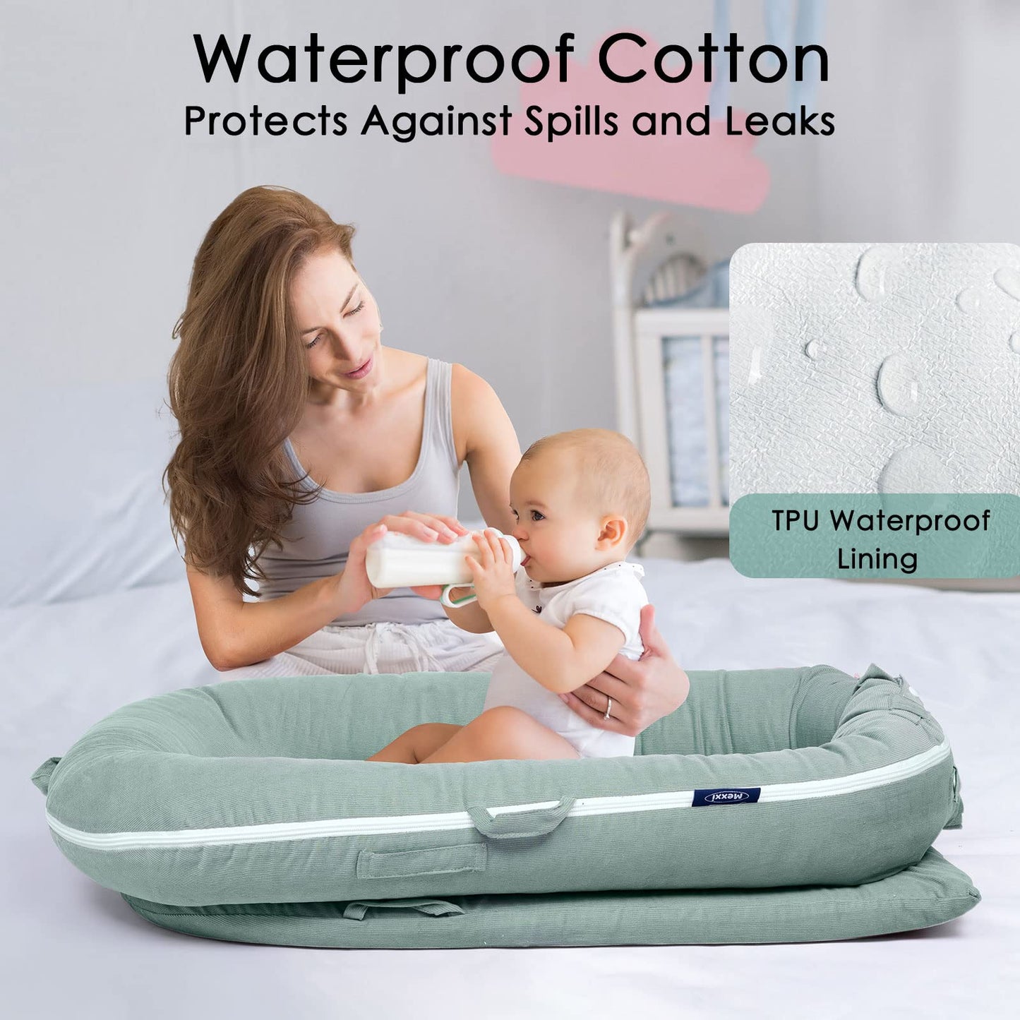 Waterproof Corduroy Lounger Cover For Dockatot Deluxe+ Docks | Mexxi Breathable Cotton Baby Lounger Extra Cover | Hypoallergenic