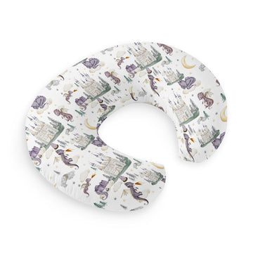 HawSkgFub Cute Dragon Fairy Tale Nursing Pillow Cover Baby Girl Shower Gift, Purple Castle Cloud Moon Star Pine Tree Breastfeedi