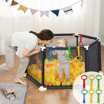 Baby Pull Up Rings, Pull Up Rings For Playpen, Baby Crib Pull Rings, Baby Cot Hanging Rings, Infant Baby Toddler Walking Assista