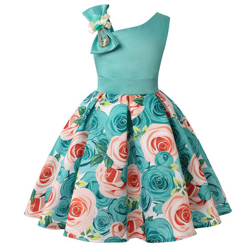 Nssmwttc Flower Girls Dresses Toddler Baby Birthday Halloween Day Easter Pageant Tea Floral Dress (Light Green,100)