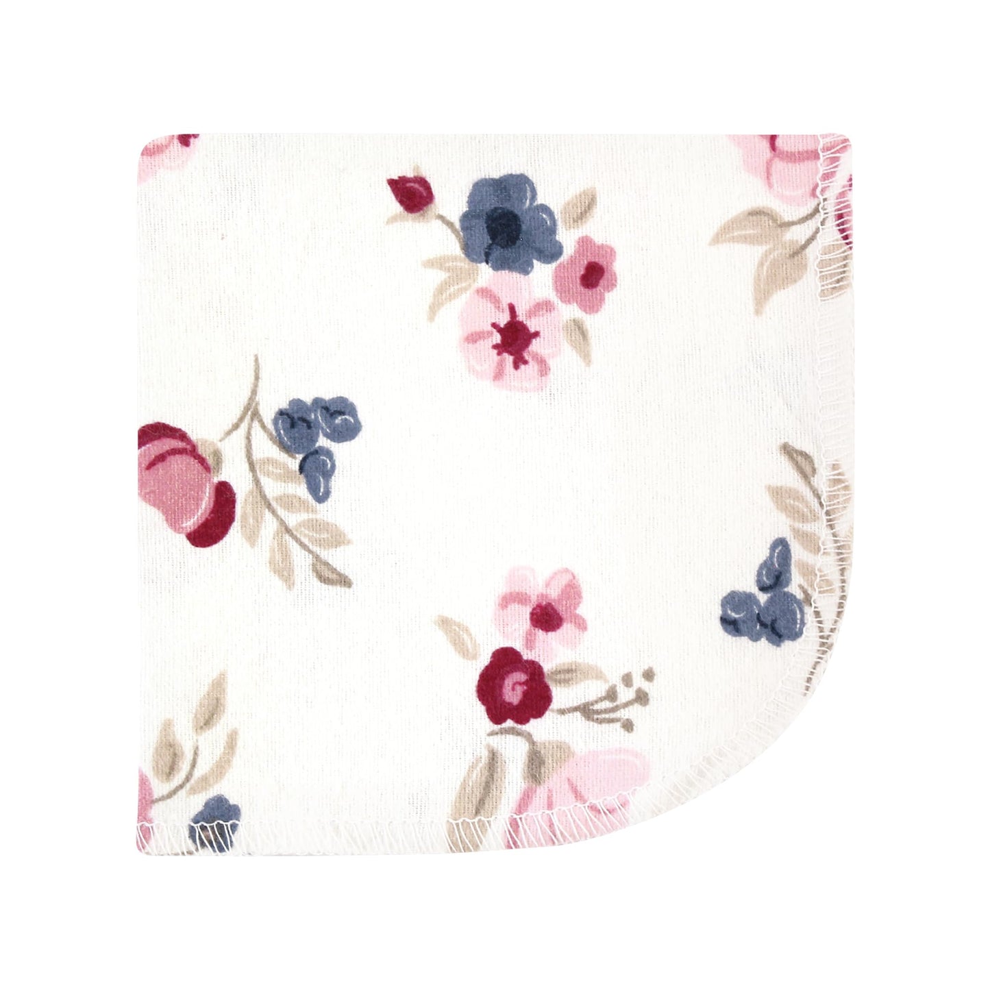 Hudson Baby Unisex Baby Flannel Cotton Washcloths, Dusty Rose Floral 12 Pack, One Size