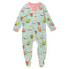 Honestbaby Baby Celebration Sleep & Play Footed One-Piece Pajama Sleeper 100% Organic Cotton, Bakery Bunnies