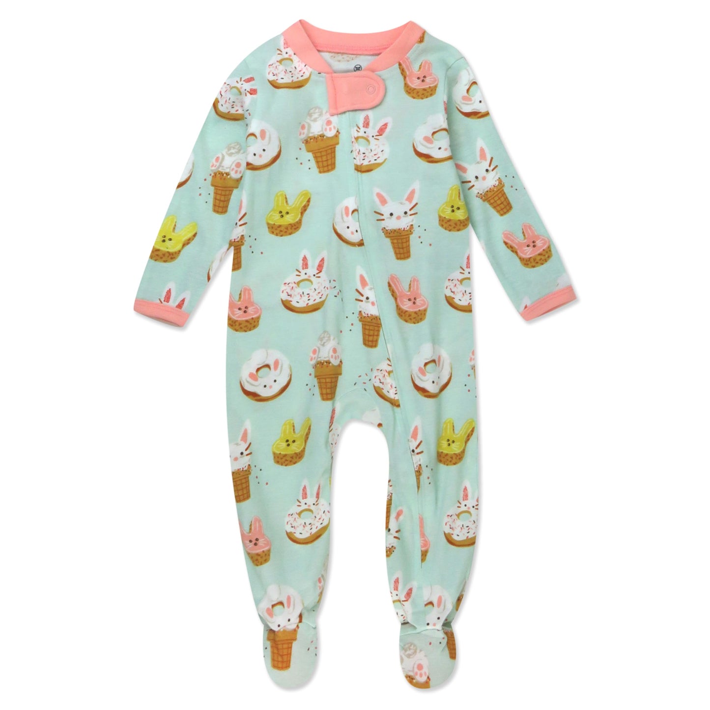 Honestbaby Baby Celebration Sleep & Play Footed One-Piece Pajama Sleeper 100% Organic Cotton, Bakery Bunnies