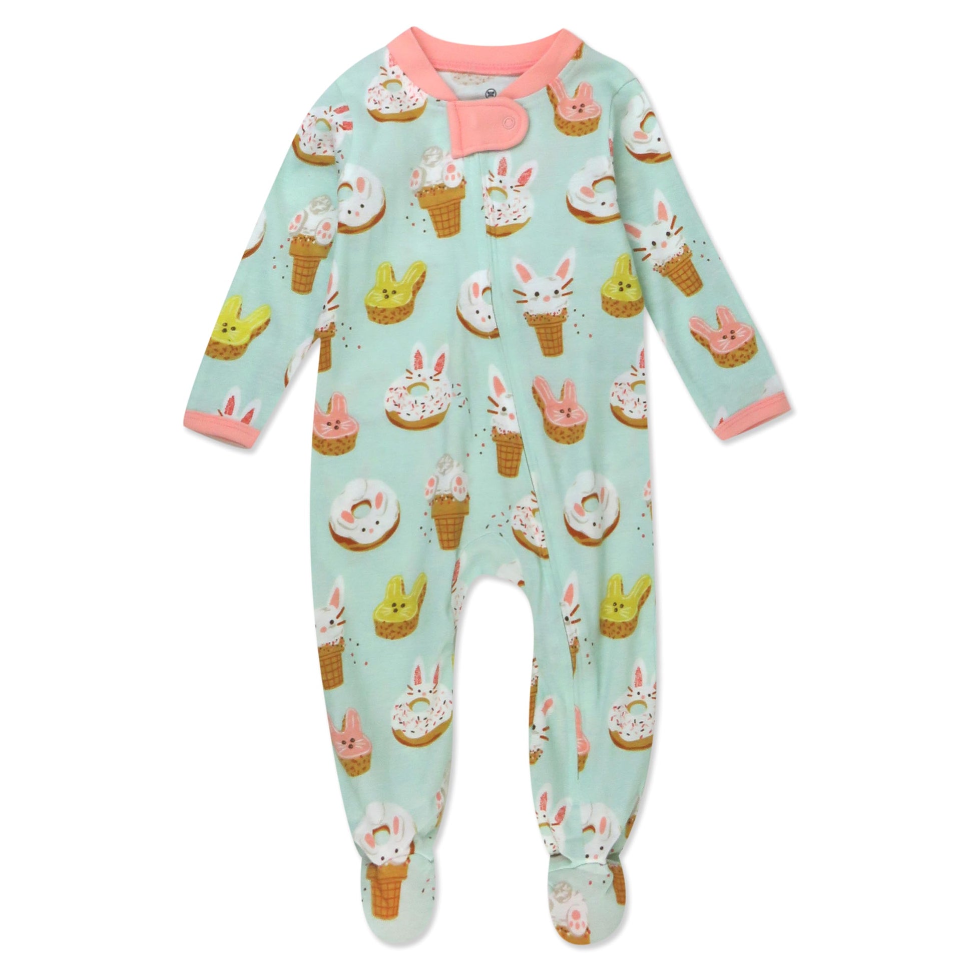 Honestbaby Baby Celebration Sleep & Play Footed One-Piece Pajama Sleeper 100% Organic Cotton, Bakery Bunnies