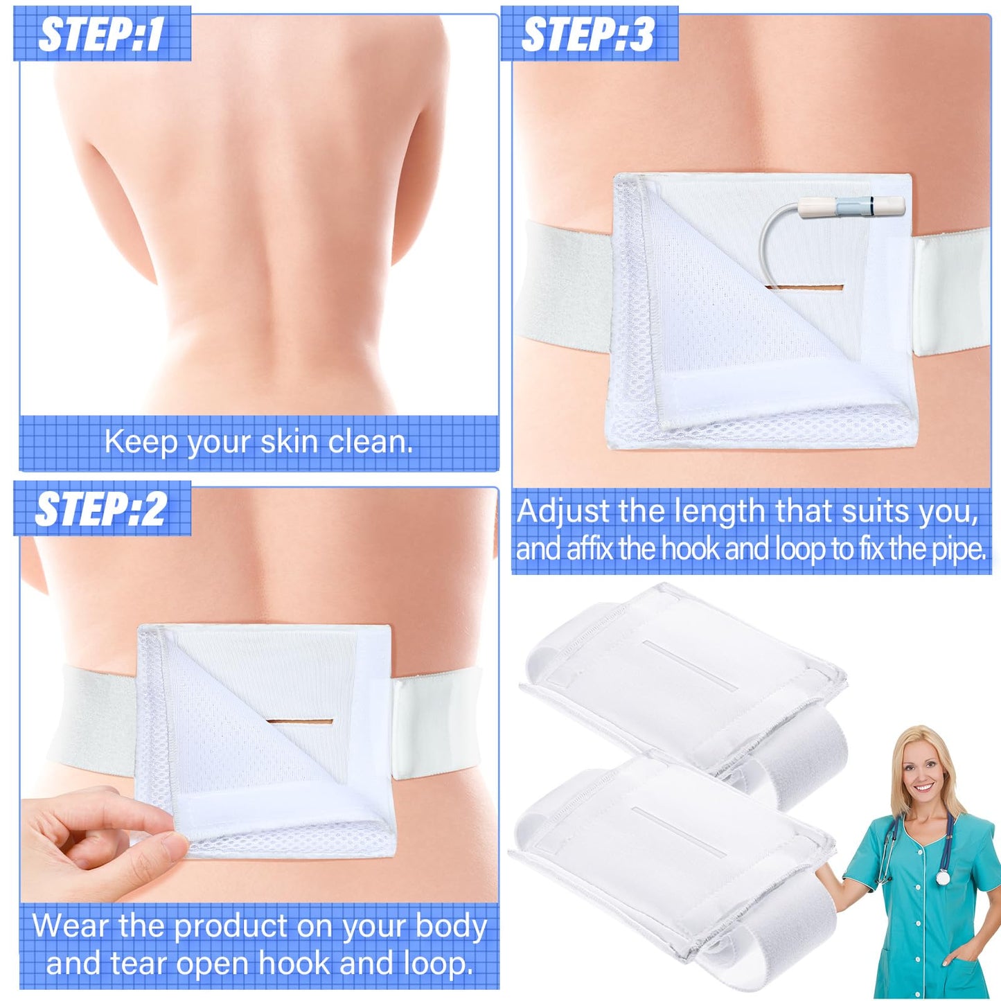 2 Pcs Tube Holders Elastic Peg Feeding Tube Belt For Men Women Adults Abdominal Covers Pads Accessories Adjustable And Washable,