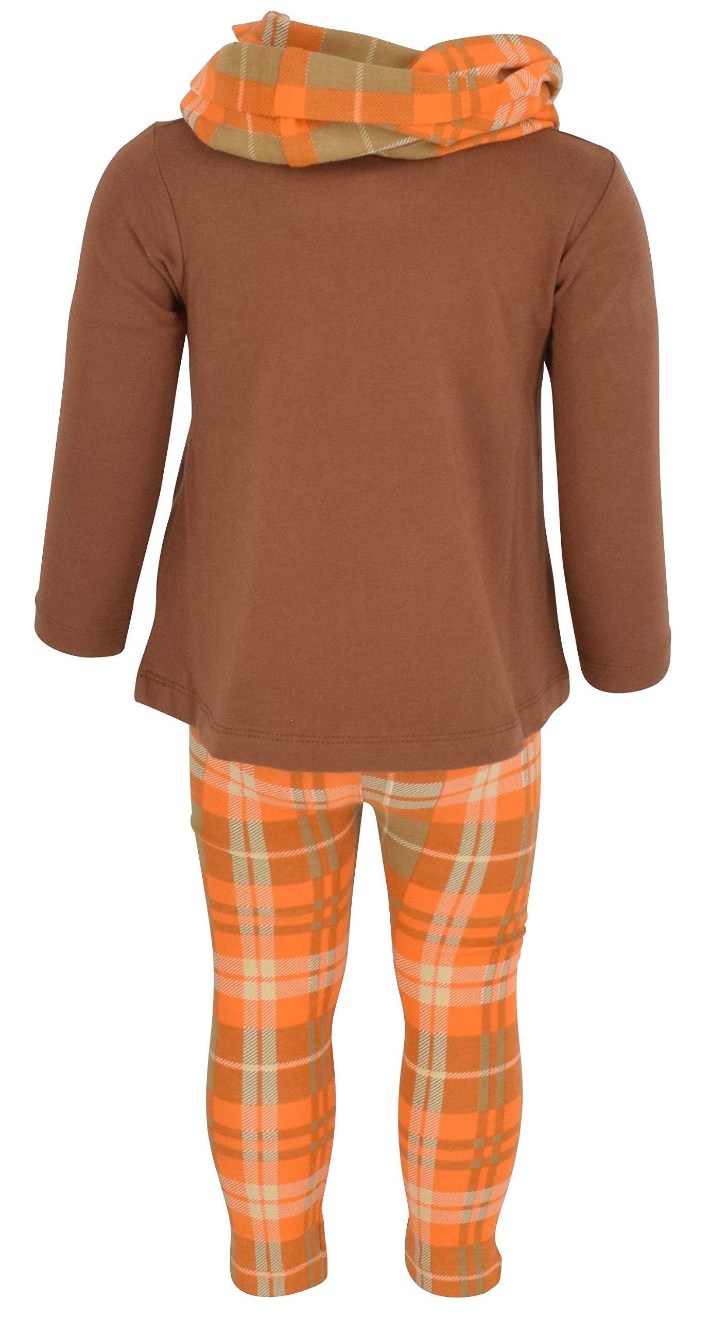 Unique Baby Girls 3 Piece Thanksgiving Turkey Embroidery Plaid Outfit (12)
