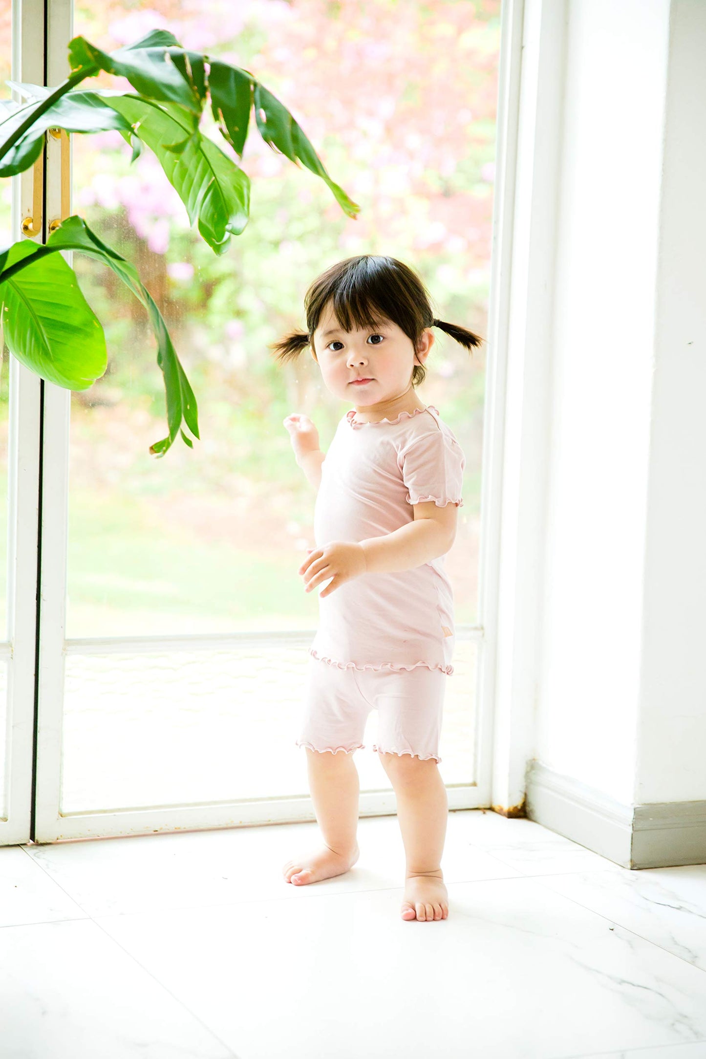 Vaenait Baby Infant Kids Toddler Short Sleeve Sleepwear Pajamas 2Pcs Set Shirring Greypink Js