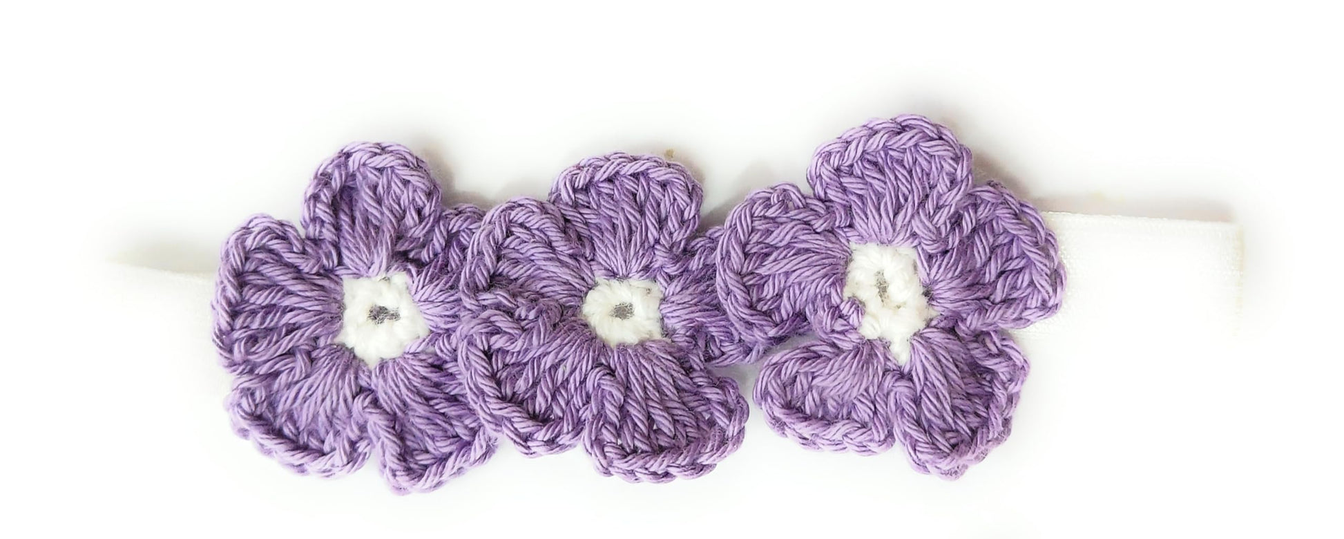 Cransh Creations;Crafted With Love Handmade Purple Lavender Crochet Flower Head Band For Newborn Baby Girls (02 Years) Pack Of 