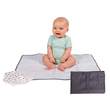 Healthy Habits By J.L. Childress Baby Changing Pad Bundle - Portable Padded Diaper Changing Pad With Pocket Plus 3 Disposable Ch