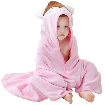 Michley Unisex Baby Animal Hooded Bath Towel Soft Cotton Beach Swimming Bathrobe For 0-6T, Pink Fox