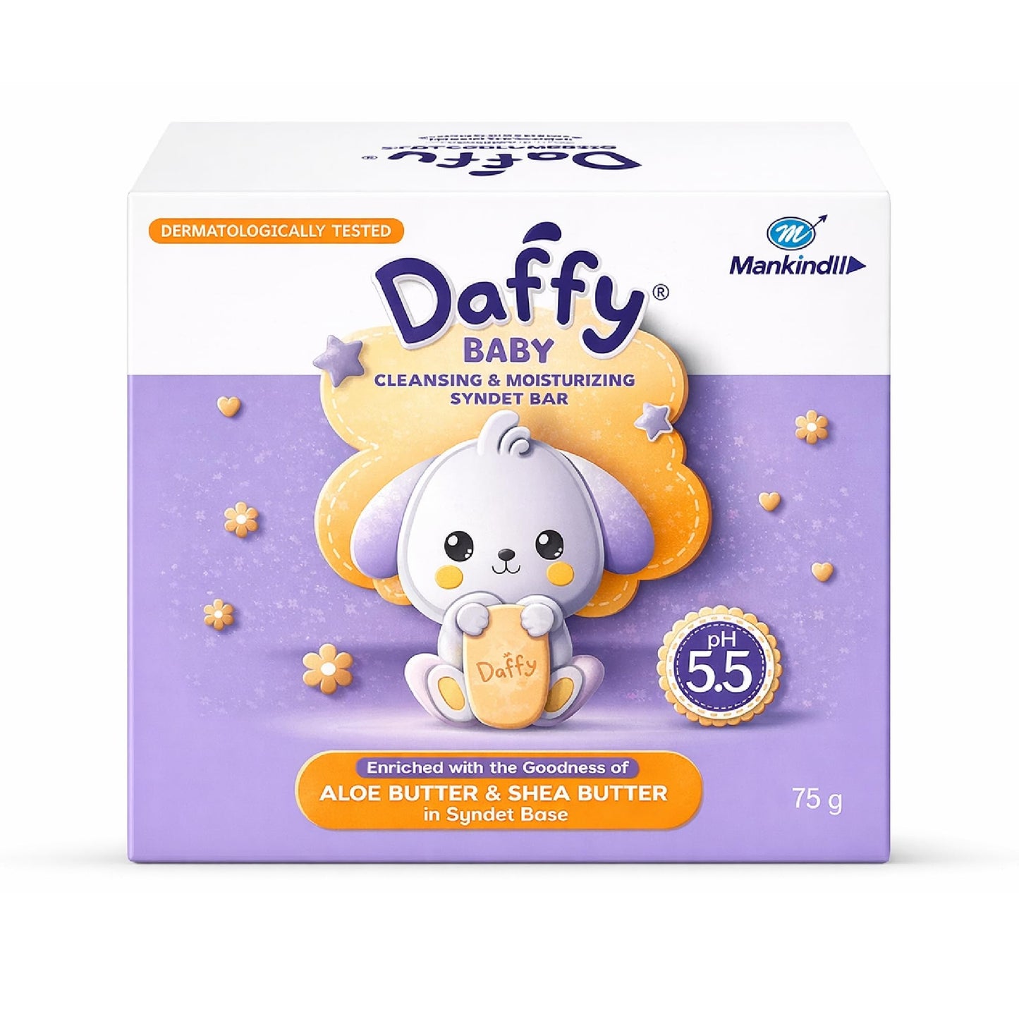 Daffy Mankind Cleansing And Mosturizing Baby Soap | Enriched With The Goodness Of Aloe And Shea Butter In Syndet Base | 75G