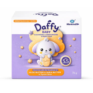 Daffy Mankind Cleansing And Mosturizing Baby Soap | Enriched With The Goodness Of Aloe And Shea Butter In Syndet Base | 75G
