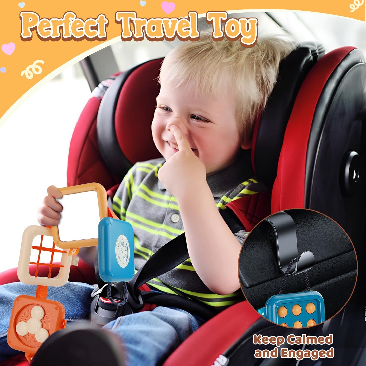ZCOINS Toddler Travel Toys Busy Cube, Montessori Busy Board for Toddlers, Fine Motor Skills Toys for 1.5-2 Year Old, Toddler Sto