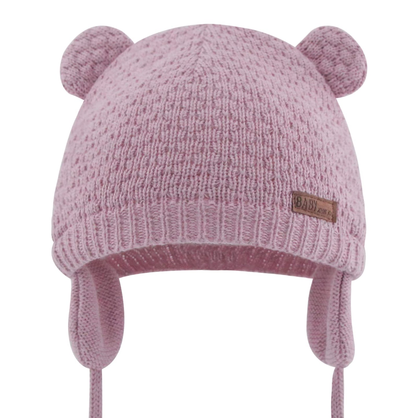 Duoyeree Kids Baby Hat Soft Warm Cable Knit Beanie Toddler Girl Fall Winter Hats(Skin Pink,12-18 Months)