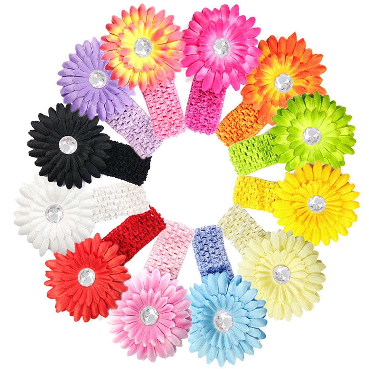 Kella Milla Set Of 12 Daisy Flower Baby Hair Clips And Headbands