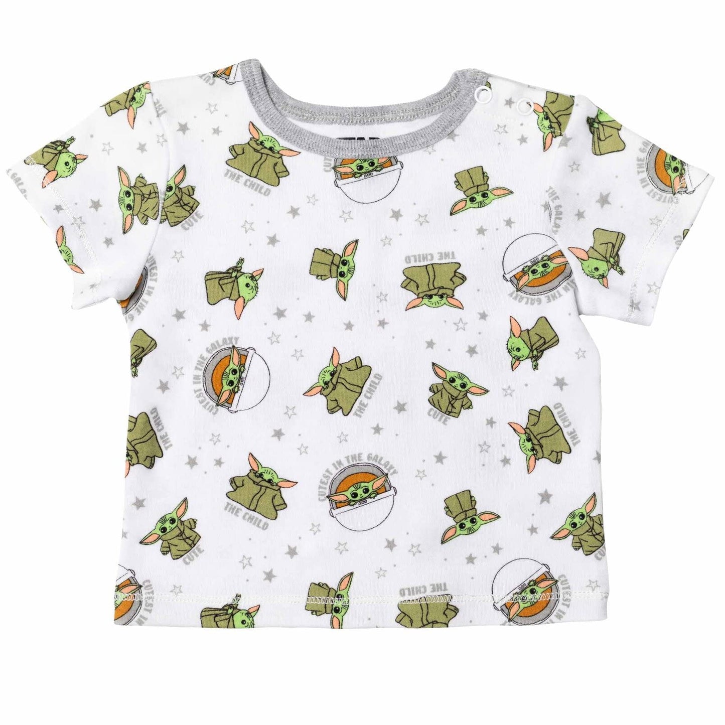 Star Wars The Child Newborn Baby Boys Short Overalls T-Shirt And Hat 3 Piece Outfit Set Grogu Gray 6-9 Months