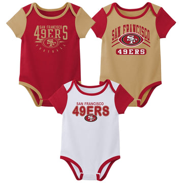 Outerstuff Nfl Newborn Baby And Infant Short Sleeve Bodysuit Variety 3-Pack - San Francisco 49Ers, 12M