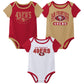 Outerstuff Nfl Newborn Baby And Infant Short Sleeve Bodysuit Variety 3-Pack - San Francisco 49Ers, 18M