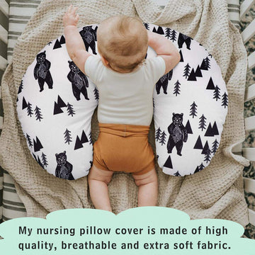 Tanofar Bear Nursing Pillow Cover, Breastfeeding Pillow Slipcover For Baby Boys & Girls, Nursing Pillow Case For Newborn, Soft F