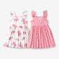 Patpat 2 Pack Toddler Girls Ruffle Sleeve A-Line Dresses Baby Girl Summer Casual Multi-Pack Sundress, Pink Rose, 6-7 Years
