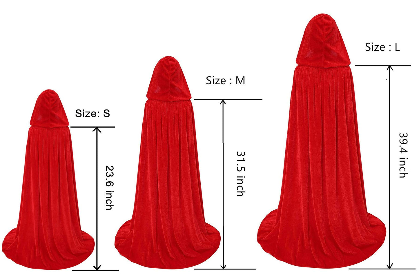 Makroyl Kids Velvet Cloak Cape With Hooded For Halloween Christmas Cosplay Costumes (Small, Red)