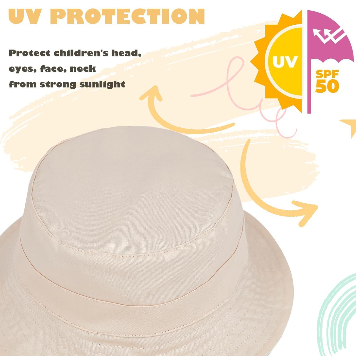 Durio Kids Bucket Sun Hat Toddler Hats Boys Age 1-2 2-4 Sun Hats For Kids Beach Summer Hat A Khaki 4-8 Years