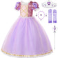 Jerrisapparel Girls Princess Costume Birthday Party Cosplay Purple Dress With Accessories (Purple With Accessories, 6)