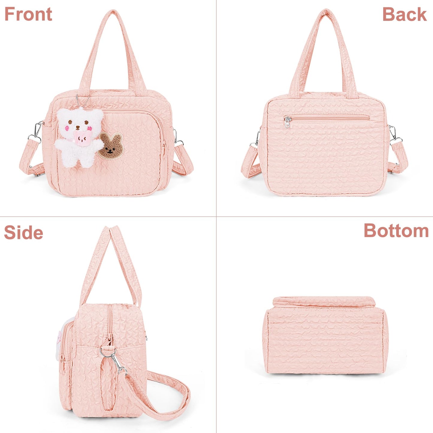 Lushandy Baby Diaper Tote, Mommy Bag - Cute Nappy Crossbody Travel Tote With Multifunction Storage
