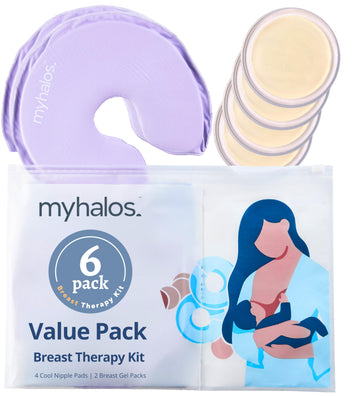 Breast Therapy Pack -2 Hot Cold Breast Therapy Packs & 4 Hydrogel Nipple Pads For Breastfeeding - Breast Heating Pad Breastfeedi