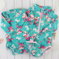 Rufflebutts Baby Girls Upf 50+ Sun Protection Floral Printed Long Sleeve One Piece Rash Guard Swimsuit With Zipper - Fancy Me Fl