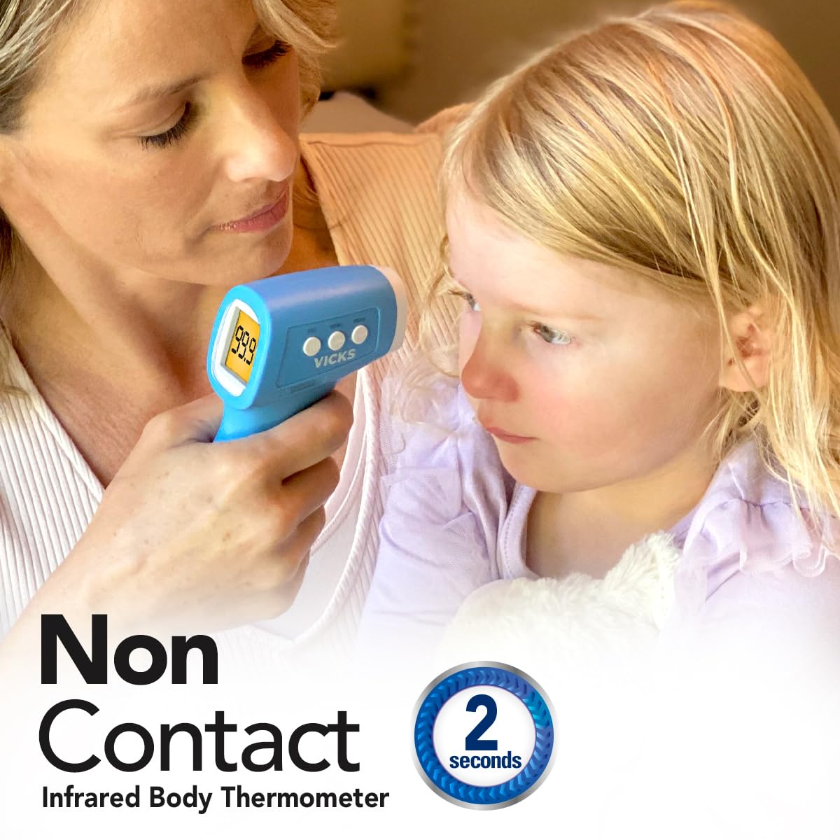 Vicks Non-Contact Infrared Thermometer For Forehead, Food And Bath - Fast, Reliable, And Clinically Proven Accuracy For Adults,