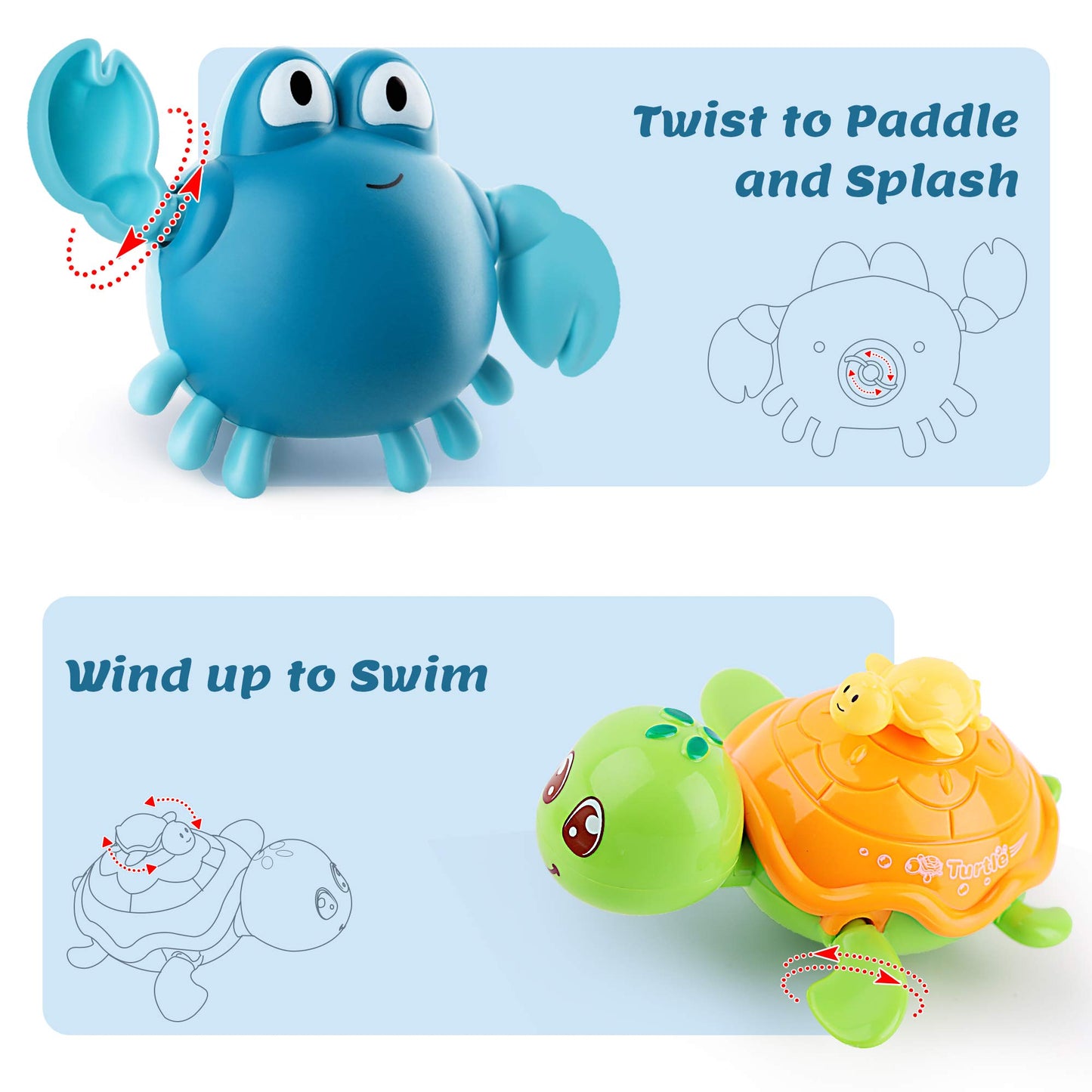 iPlay, iLearn Baby Bath Toys w/ Organizer, Water Squirting Octopus, Wind Up Swimming Turtle, Bathtub & Shower, Stacking Cups, Gi