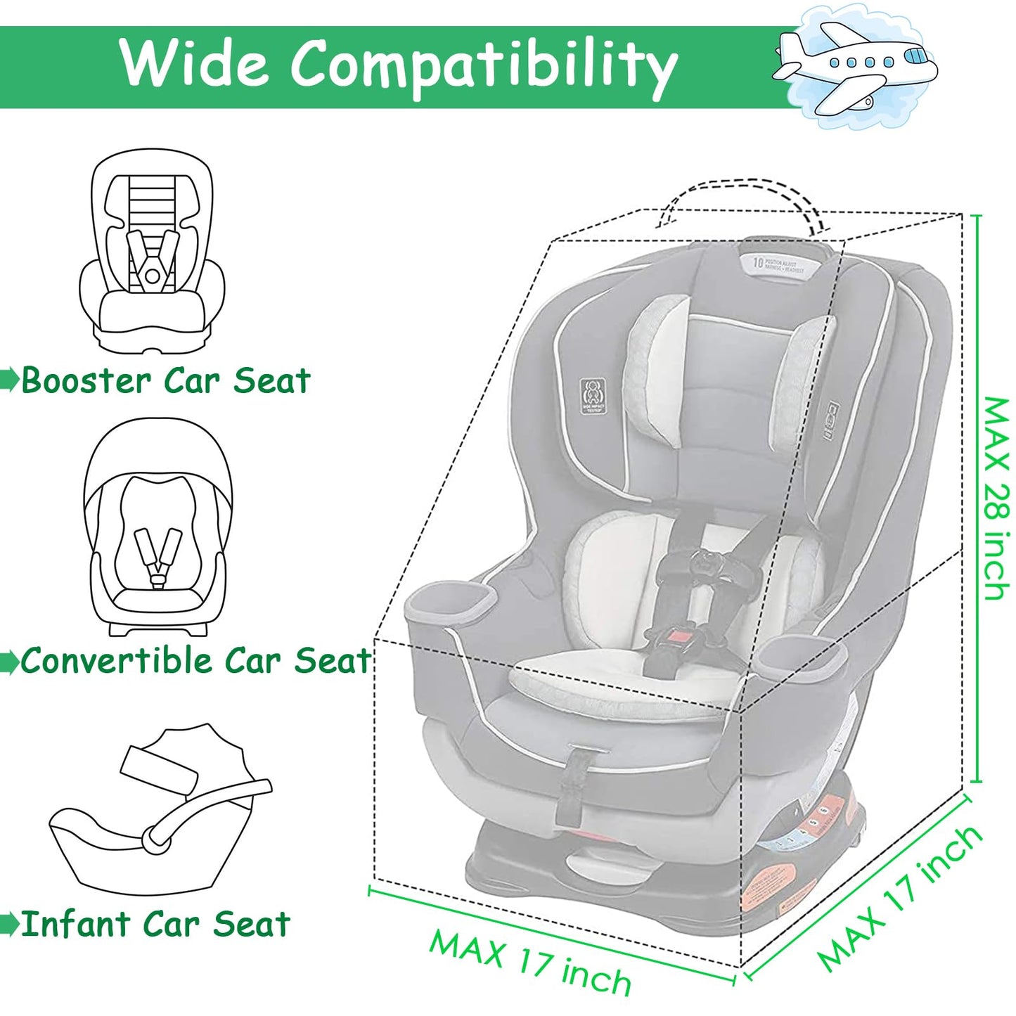 Yorepek Car Seat Travel Bag, Padded Car Seats Backpack For Air Travel, Heavy Duty Carseat Travel Bag For Airplane, Airport Gate