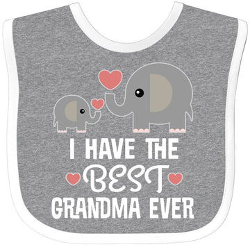 Inktastic Grandchild Best Grandma Ever Baby Bib Heather And White 29Ce0