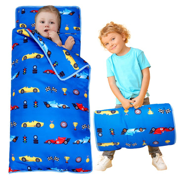 Newwiee Toddler Nap Mat Kids Sleeping Mat with Removable Pillow Blanket Toddler Sleeping Bag Rolled Sleep Mats for Girl Boy Pres