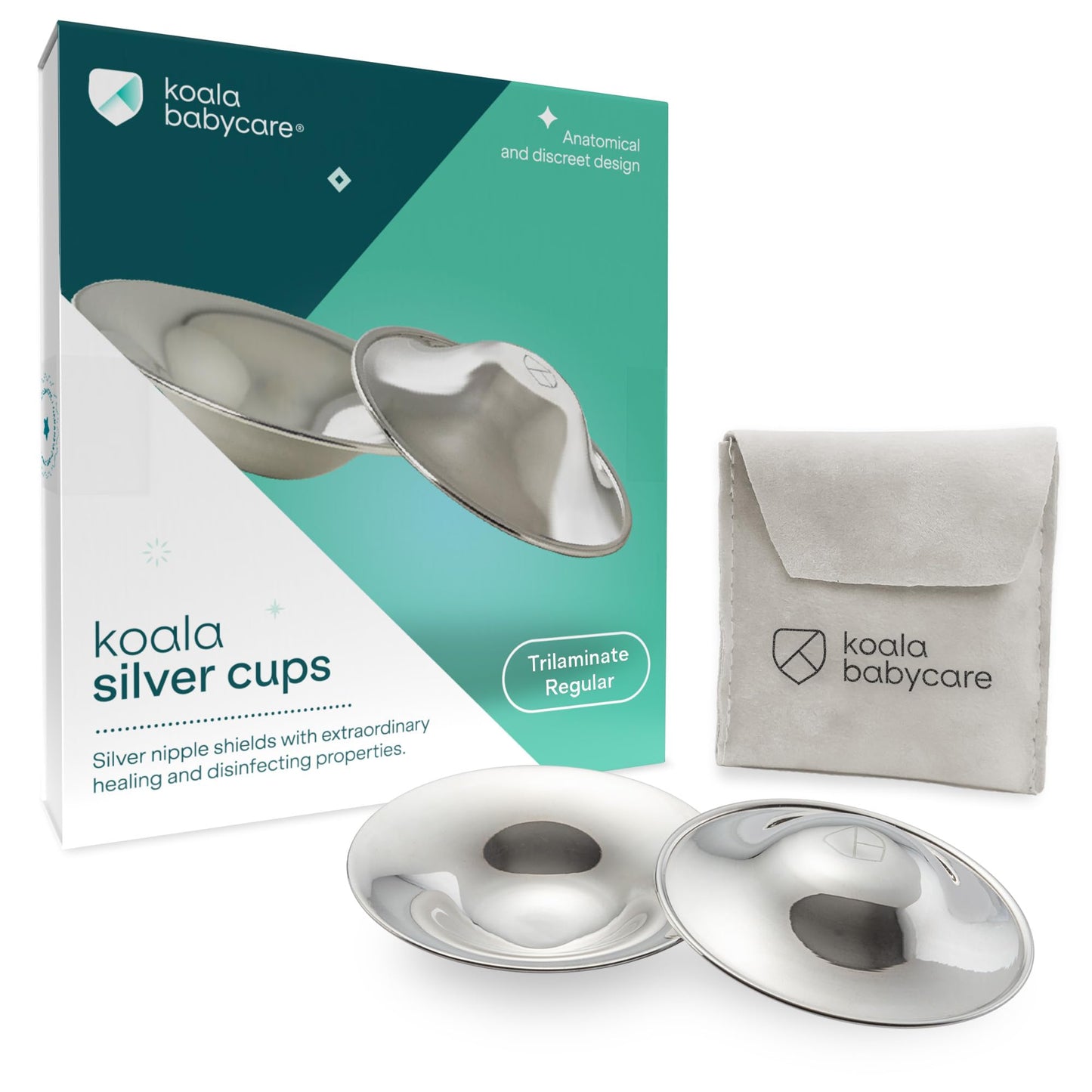 Koala Babycare The Original Silver Nursing Cups - Nipple Shields For Nursing Newborn -Breastfeeding Essentials - Protect And Soo