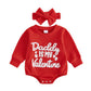 allshope Inafnt Baby Girl Valentines Day Outfit Heart Bubble Romper Jumpsuit Bodysuit Newborn Fall Waffle Clothes (Daddy Is My 