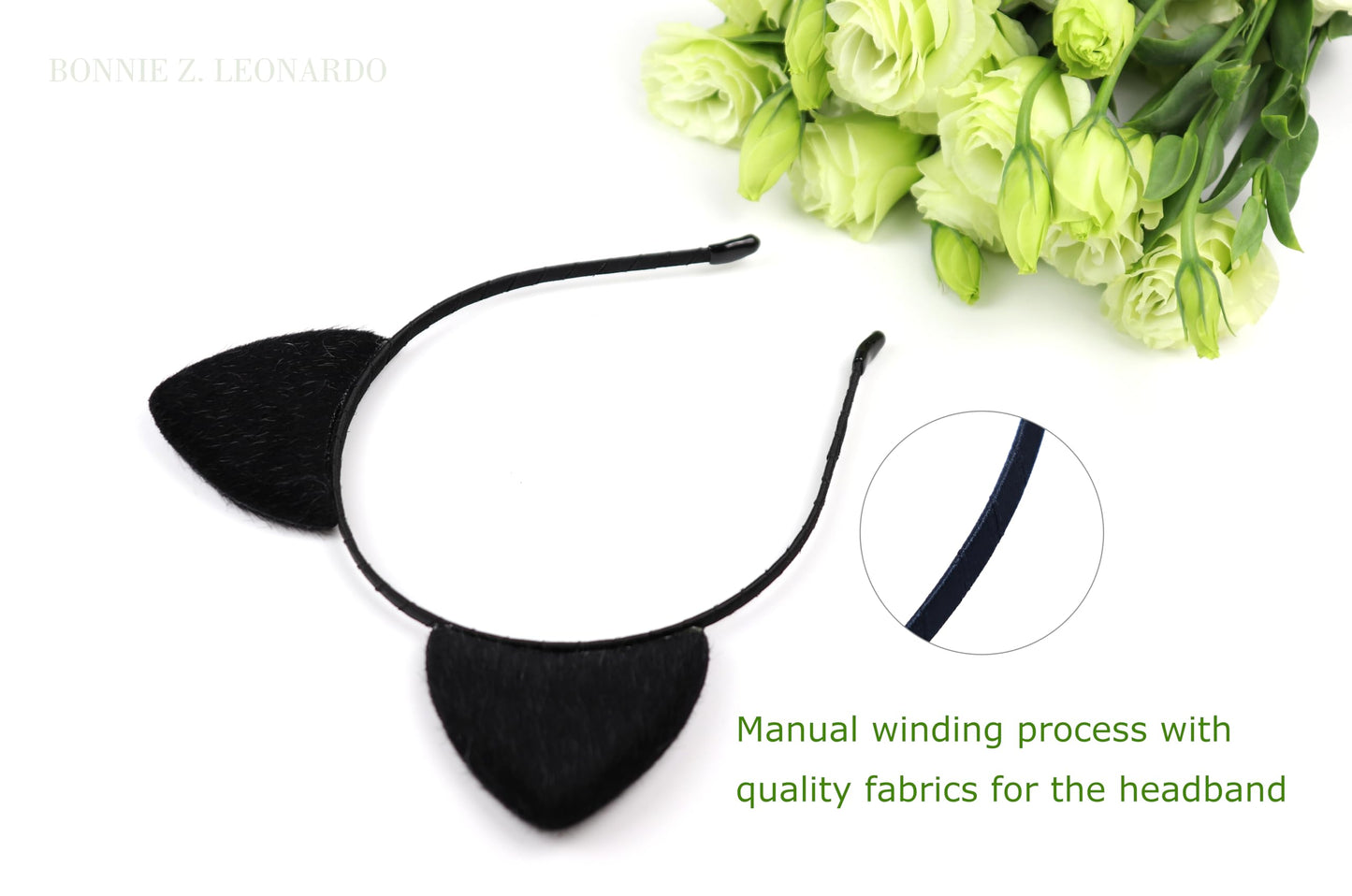 Bonnie Z. Leonardo Black Cat Ears Headband Furry Padded Catwomen Headbands Cat Black-F