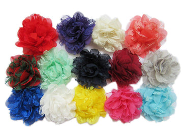 Yycraft 2.5' Chiffon Lace Flower Chiffon Flowers For Baby Girls Headbands Bows,Decorations Or Crafts(Pack Of 14)