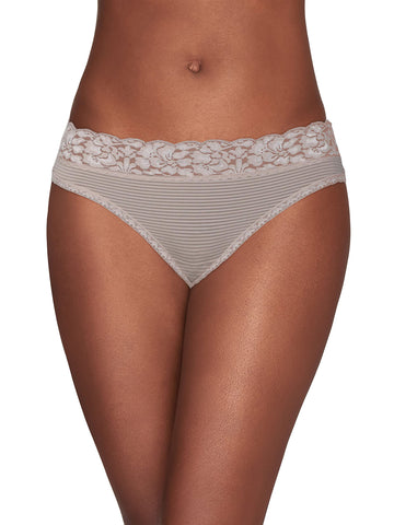 Vanity Fair Womens Flattering Lace Panties, Bikini-Toasted Coconut Stripe, 6