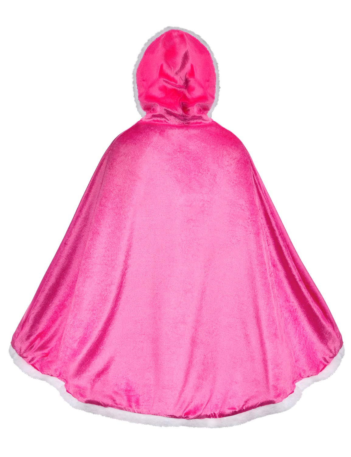 Party Chili Fur Princess Cape Fur Hooded Cloaks Costume For Girls Dress Up Pink 8-10 Years(140Cm)