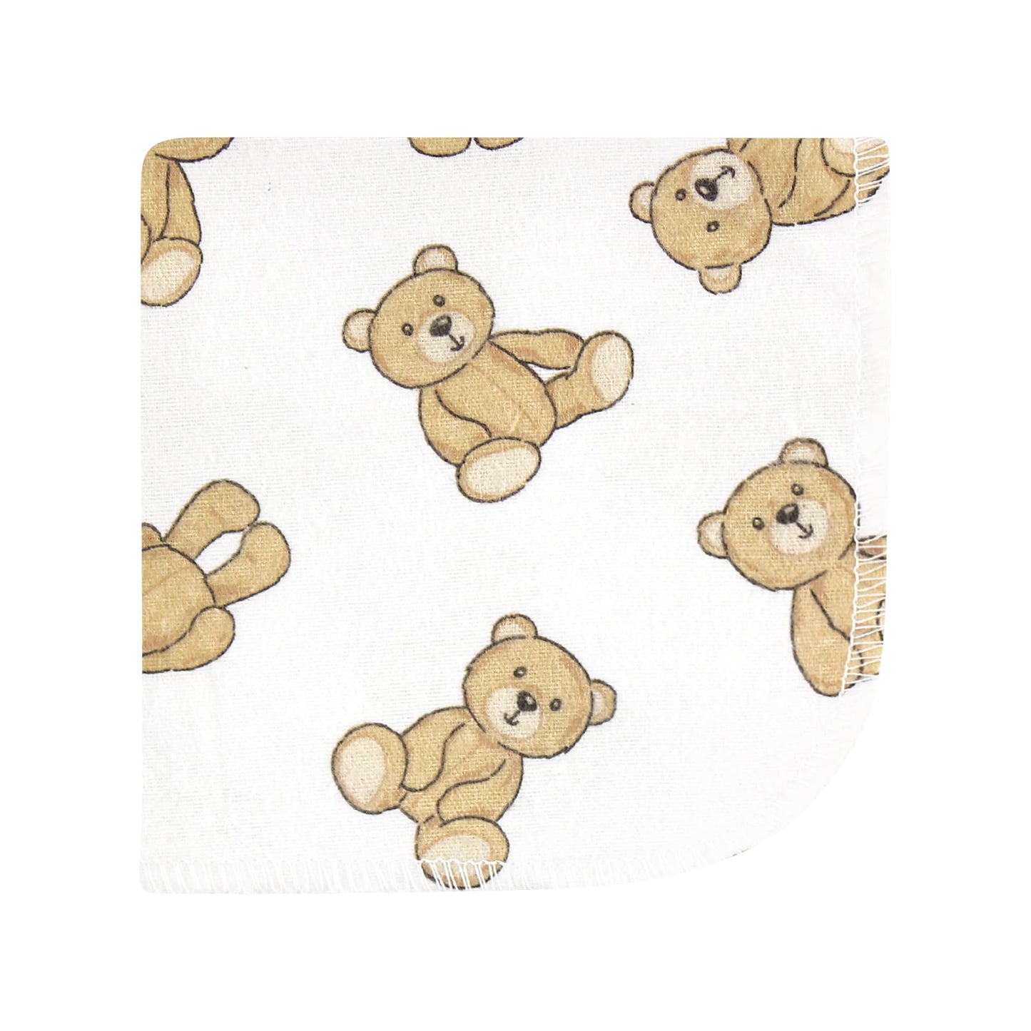 Hudson Baby Unisex Baby Flannel Cotton Washcloths, Teddy Bears 10 Pack, One Size