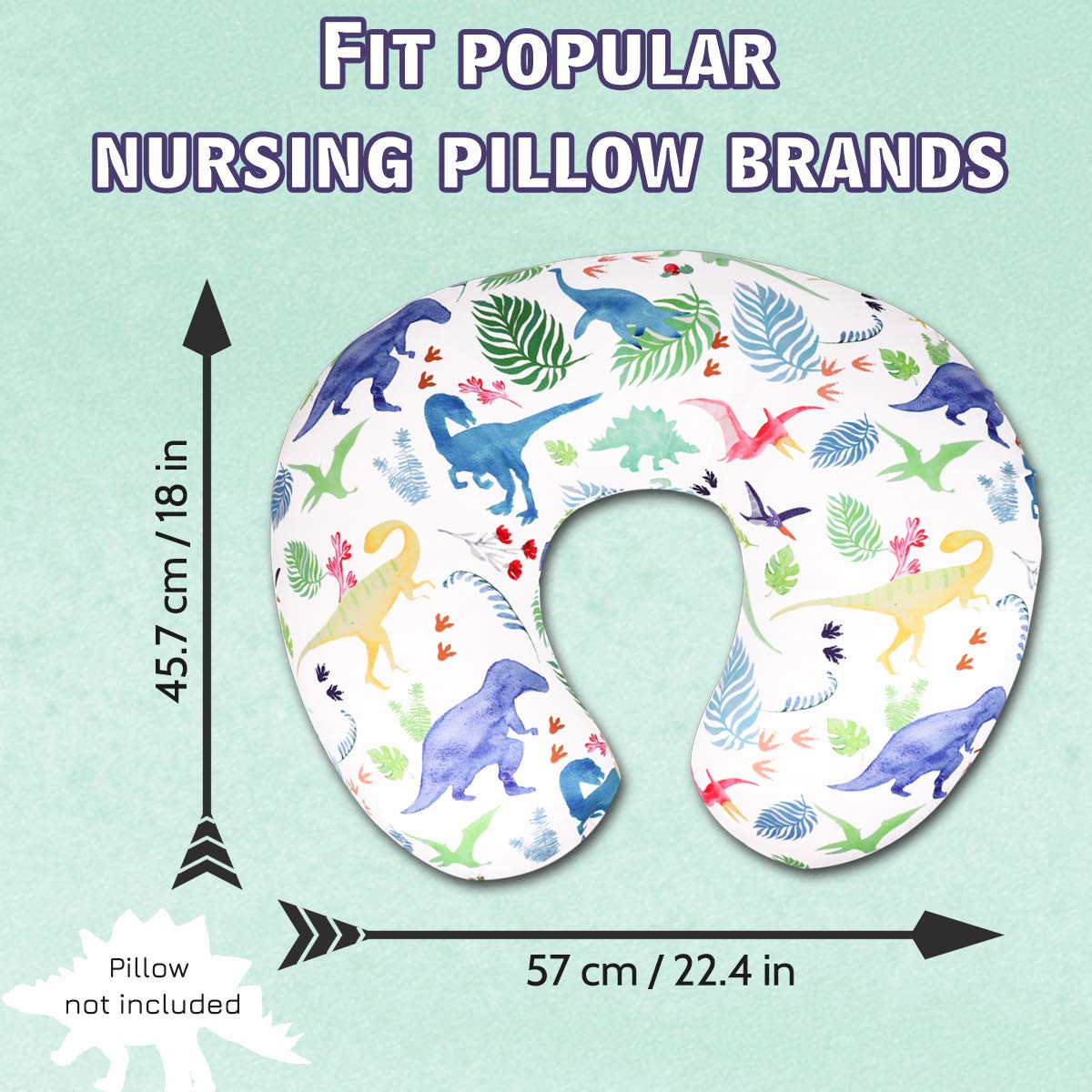 Dinosaur Nursing Pillow Cover, Breastfeeding Pillow Slipcover For Baby Boys & Girls, Nursing Pillow Case For Newborn, Soft Fabri