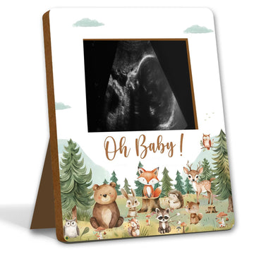 ALodr Woodland Baby Shower Decorations, Woodland Baby Shower Sign Picture Frame, Wild Animal Party Decor for Gender Reveal, Preg