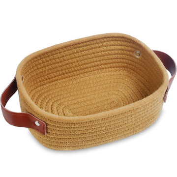 Abenkle Small Storage Basket, Baby Basket, Cute Tiny Cotton Rope Woven Basket,Shelf Basket, Boho Decorative Toy Dog Cat Basket F