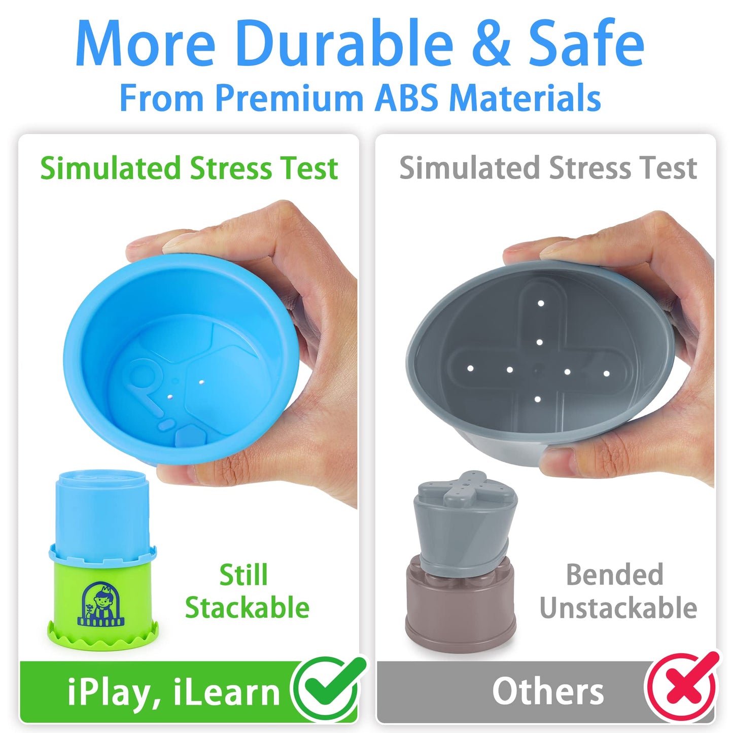iPlay, iLearn Baby Stacking Toys, Toddler Nesting Stack Cups, Infant Stackable Block, Kids Sorting Game W/Shape Sorter for Sand