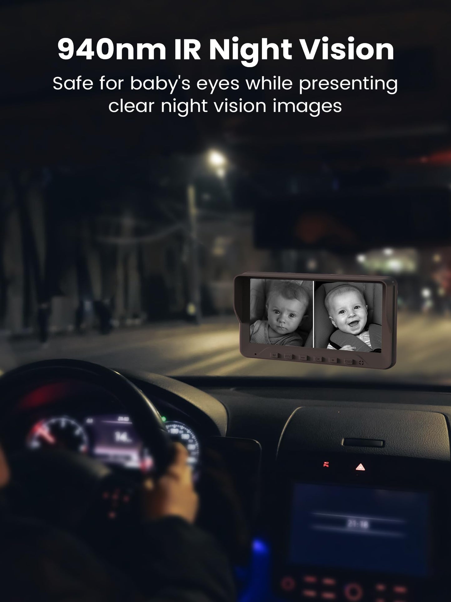 Grownsy Baby Car Camera For 2 Kids, 7 In Ultrawide Ahd Car Baby Monitor With 2 Camera, Backseat Mirror For Baby Rear Facing With